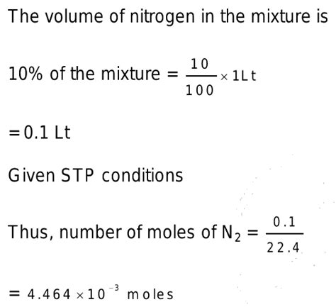 The Number Of Moles Of Nitrogen In One Litre Of Air Containing