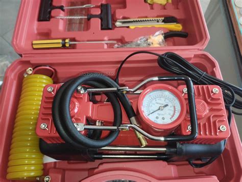 Компресор за гуми Двубутален Двуцилиндров 12V + кабели за акумулатор и ...