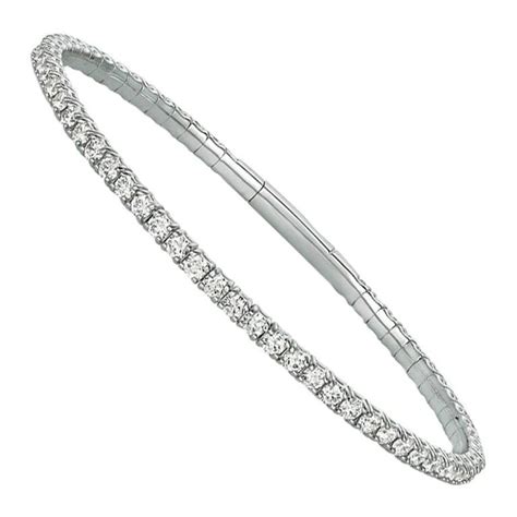 5 00 Carat Natural Diamond Flexible Bangle Bracelet G H Si 14k White