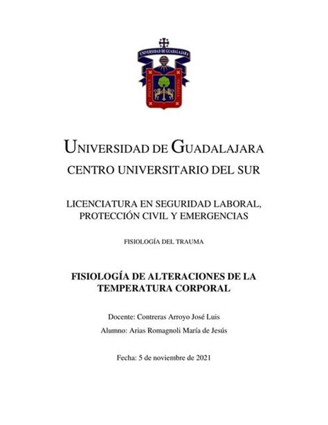 Fisiolog A De Alteraciones De La Temperatura Corporal Maria Arias Udocz