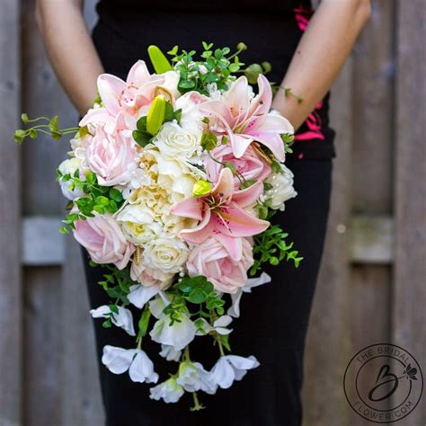 Cascading Real Touch Bouquet With Pink Tiger Lilies The Bridal Flower