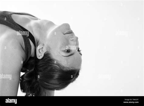 Close Up Of Attractive Meditative European 30 35 Year Old Brunette Woman Practicing Yoga Doing