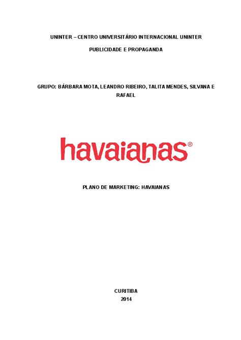 plano de marketing havaianas trabalho academico