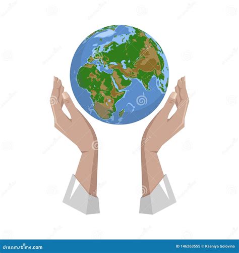 Hands Holding Globe Earthsave The Planet Concept Stock Vector