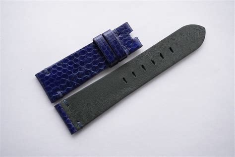 Mm Mm Dark Navy Blue Genuine Sea Snake Skin Leather Watch Strap For