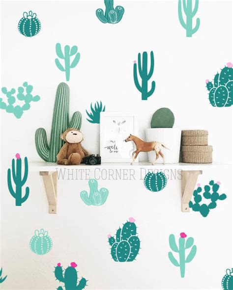 Cactus Wall Decals Colorful Cacti Wall Stickers Nursery - Etsy