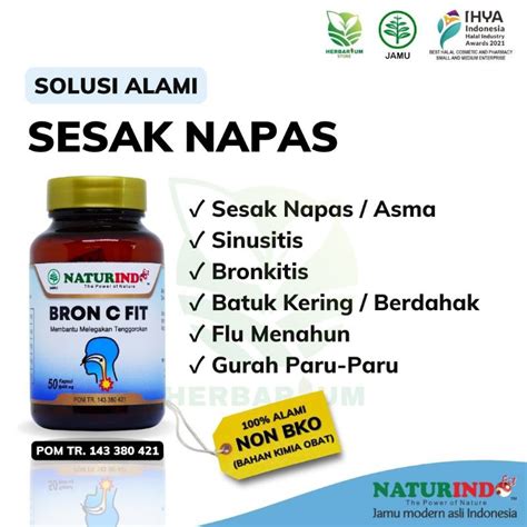 Jual Bron C Fit 50 Kapsul Obat Herbal Jamu Sesak Nafas Asma Batuk