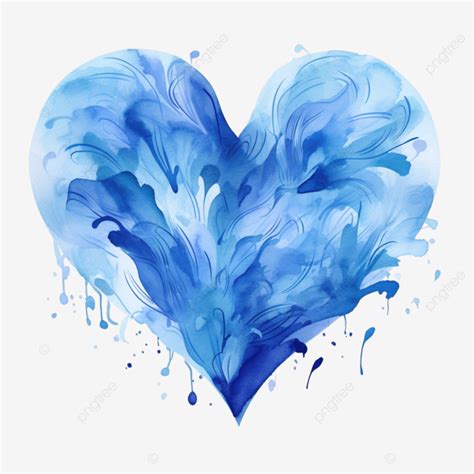 Blue Watercolor Heart Illustration Ai Generative Heart Watercolor