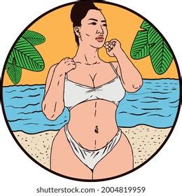 White Bikini Girl Vector Illustration Stock Vector Royalty Free Shutterstock