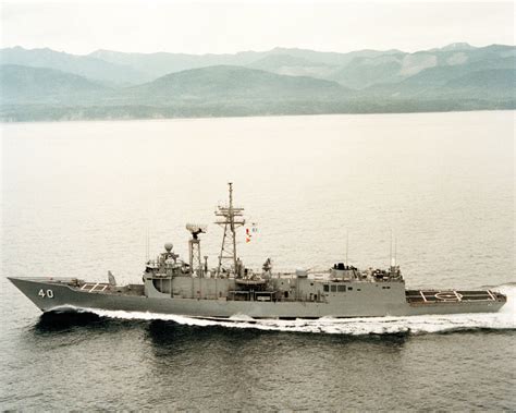 An Aerial Port Beam View Of The Guided Missile Frigate Halyburton Ffg