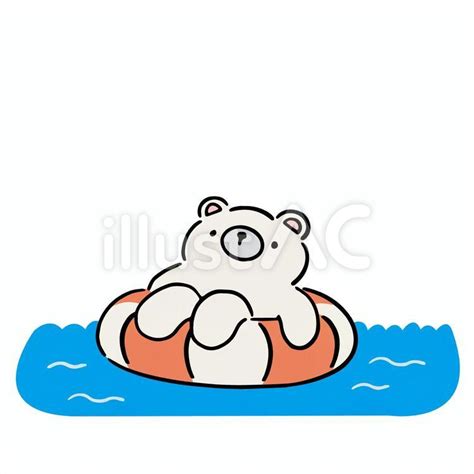 海に漂うシロクマイラスト No 22017446／無料イラストなら「イラストac」