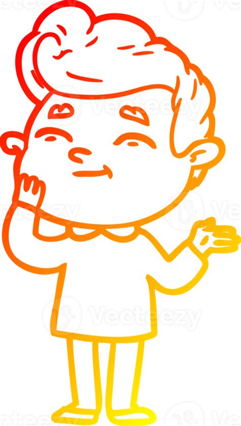 Warm Gradient Line Drawing Happy Cartoon Man 36458024 Png