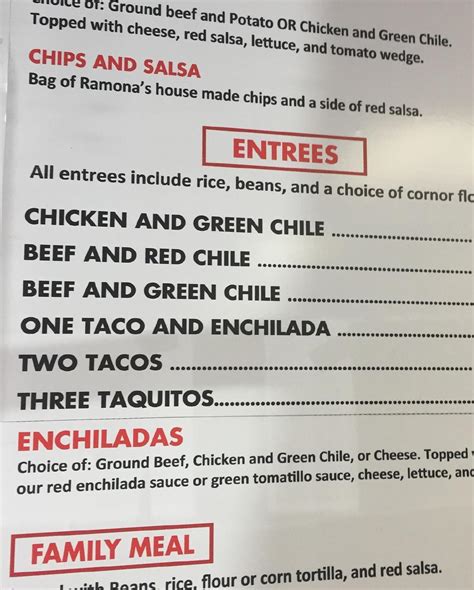 Menu At Ramona S Mexican Food Restaurant Torrance Crenshaw Blvd