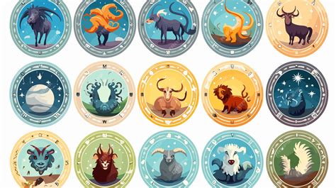 Set Of Zodiac Sign Icons Representing The Twelve Signs Premium Ai