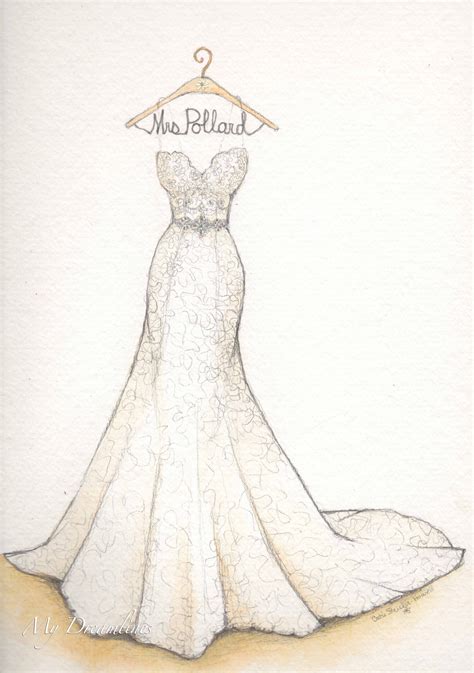 Wedding Dress Sketch For First Anniversary Sketch By Catie Stricker