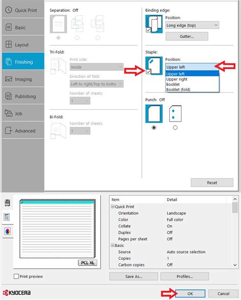 Using The Staple Function While Printing Print Finishing Options