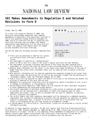 Fillable Online Sec Makes Amendments To Regulation D And Related