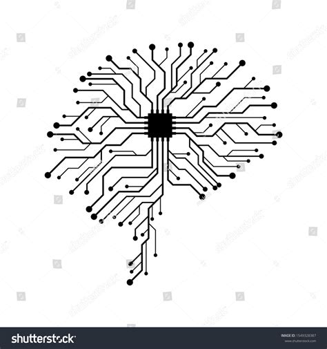 Circuit Board Shape Human Brain Abstract Vector De Stock Libre De Regalías 1549328387