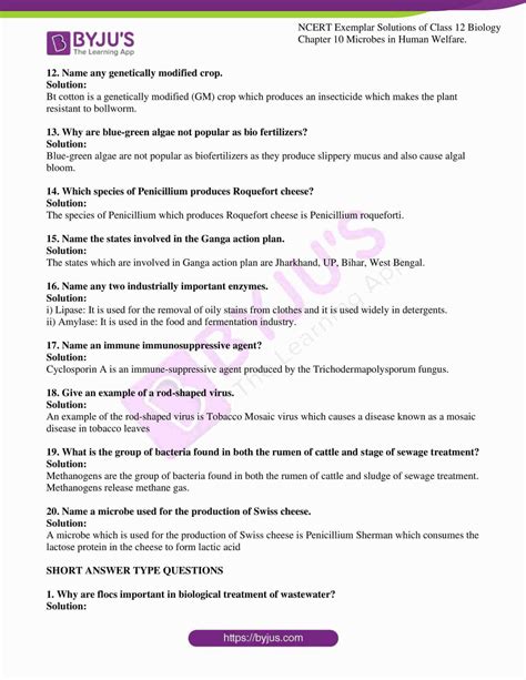 NCERT Exemplar Solutions Class 12 Biology Chapter 10 Microbes In