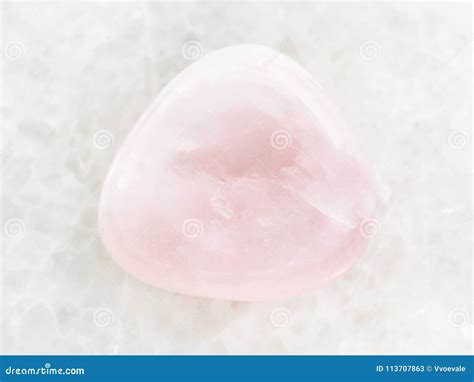 Polished Pink Quartz Gem Stone On White Marble Stock Image Image Of