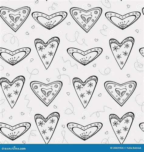 Seamless Pattern With Black Hearts Stock Vector Illustration Of