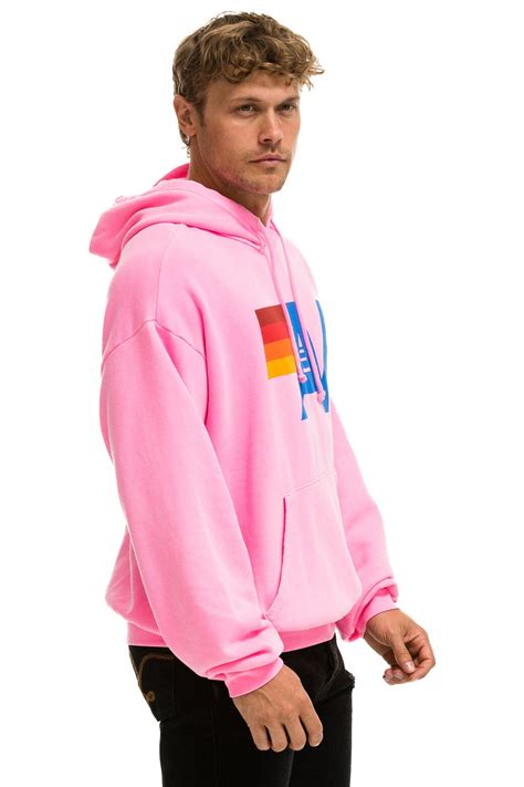 Logo Pullover Relaxed Hoodie Neon Pink Aviator Nation