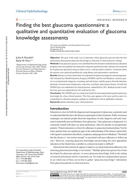 Pdf Finding The Best Glaucoma Questionnaire A Qualitative And Quantitative Evaluation Of