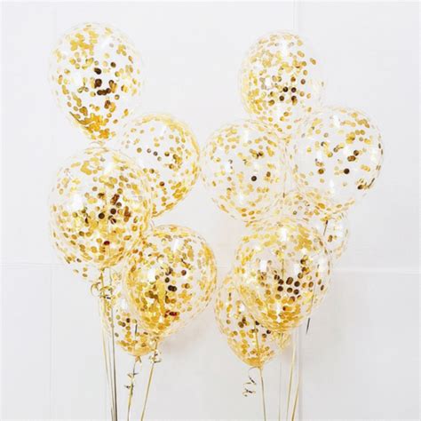 12 Pcs Gold Confetti Balloon12 Gold Confetti Etsy