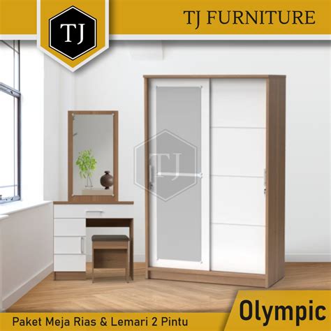 Jual Paket Olympic Lemari Pakaian 2 Pintu Meja Rias Minimalis Meja