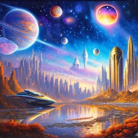 John Stephens Style City On Mars Spaceship Landing