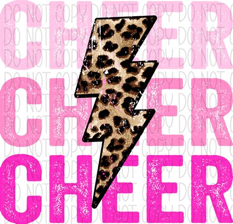 Stacked Cheer Pink Leopard Lightning Bolt Dtf Transfer Cheer Sublime