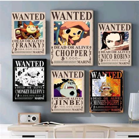 Jual Poster Hiasan Dinding Wanted Buronan One Piece Kru Mugiwara Topi