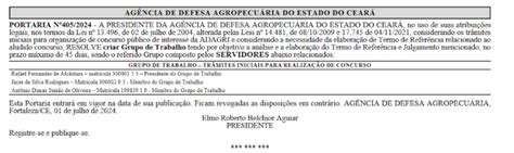 Adagri Ce Tem Nova Comiss O Formada Para Concurso