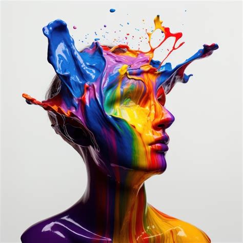 Multicolored Face Splashes Abstract Art With Vibrant Colors And Dynamic