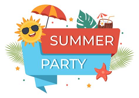 Summer Party Cartoon Background Illustration With Tropical Plants