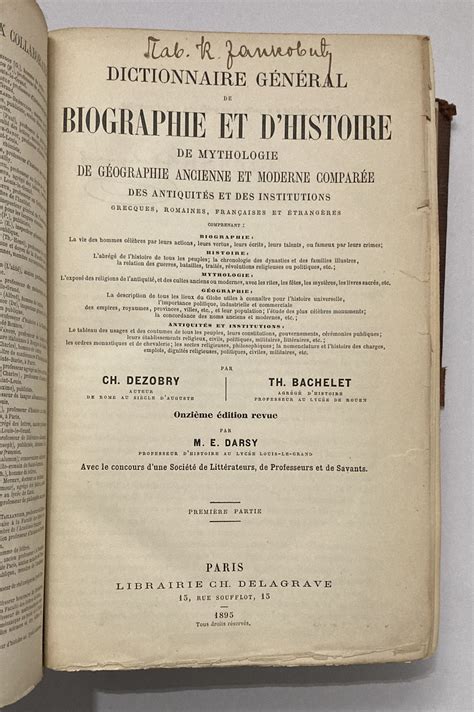 Dictionnaire General De Biographie Et D Histoire Dezobry Bachelet Two