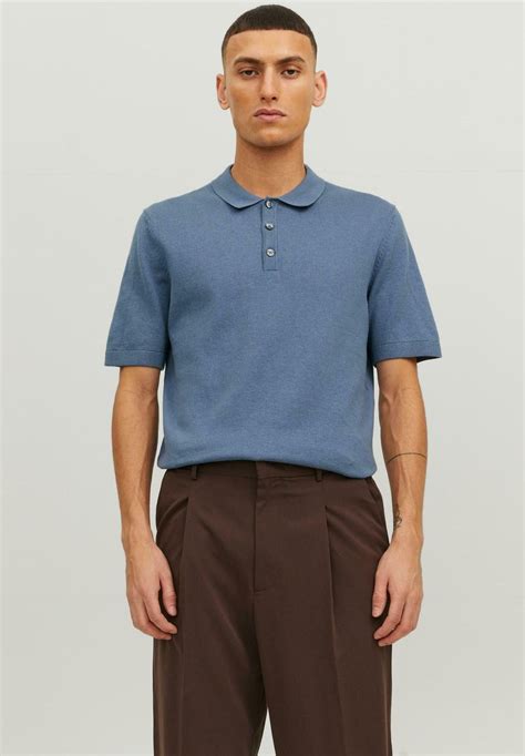 Jack And Jones Jpremil Ss Sn Polo Shirt Flint Stone Blue Zalando