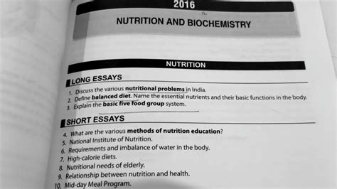 BSc Nursing 1st Year Nutrition And Biochemistry 2016 Question Paper