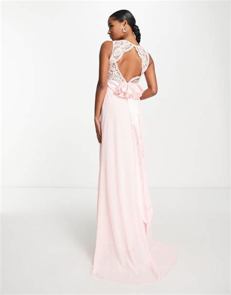 Tfnc Petite S Chiffon Maxi Dress With Lace Scalloped Back In Whisper