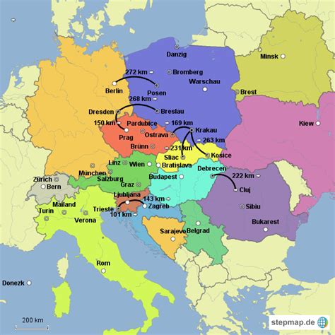 StepMap Straßen Osteuropa Landkarte für Deutschland