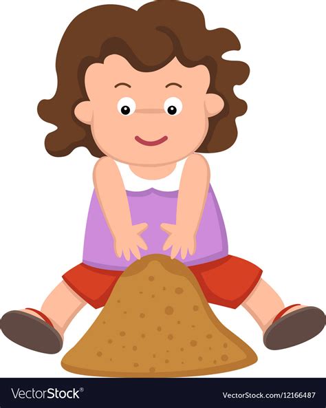 Girl Playing Sand Royalty Free Vector Image Vectorstock