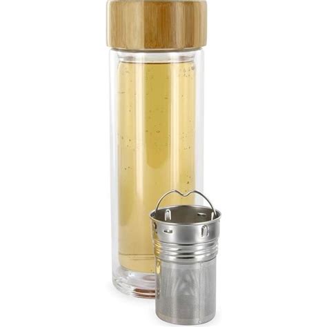 Bouteille de Thé en Verre Double Paroi avec Infuseur en Inox