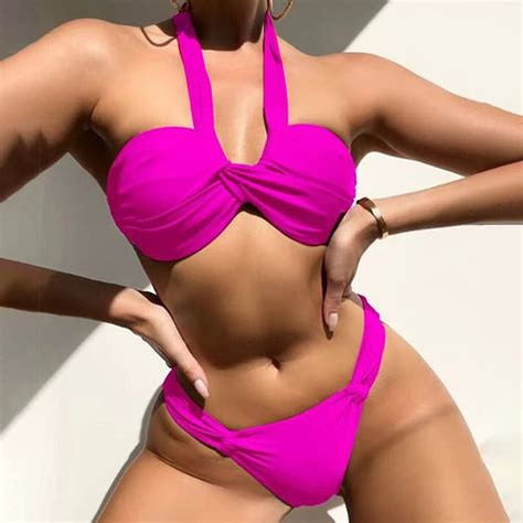 Klyl Beach Cute Bikinis Women Thong Bikini Set Brazilian Two Swimsuit