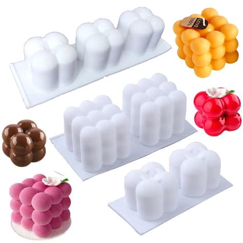 Multi Estilo Bolha Cubo Velas Molde De Silicone D Aromaterapia Gesso