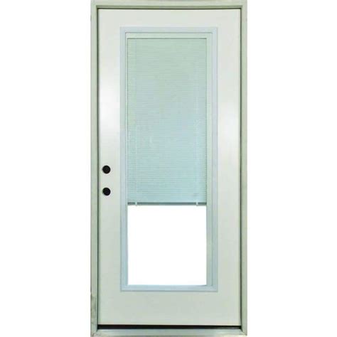 Steves And Sons 36 In X 80 In Element Series Right Hand Full Lite Mini Blind White Primed Steel