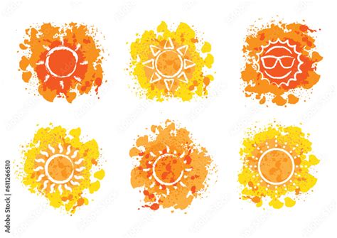 Sonne verschiedene Sonnen Symbole Vektor Illustration auf weißem