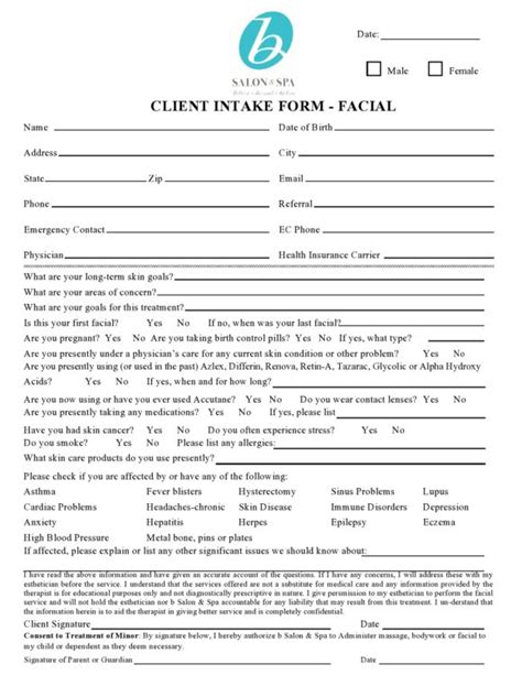 Facial Consent Form Printable Printable Forms Free Online