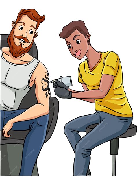 Premium Vector Tattoo Artist Cartoon Colored Clipart Illustration