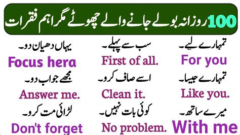 100 Daily Use English Sentences With Urdu Translation For Beginners