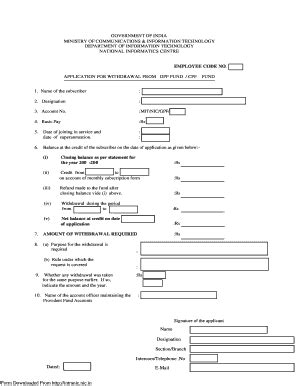 Fillable Online GOVERNMENT OF INDIA MINISTRY OF COMMUNICATIONS